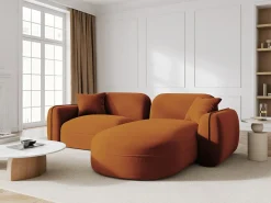Hot CXL by Christian Lacroix - Sofá modular de canto direito "Lucien" 3 lugares em veludo - 230x165x70cm Terracota