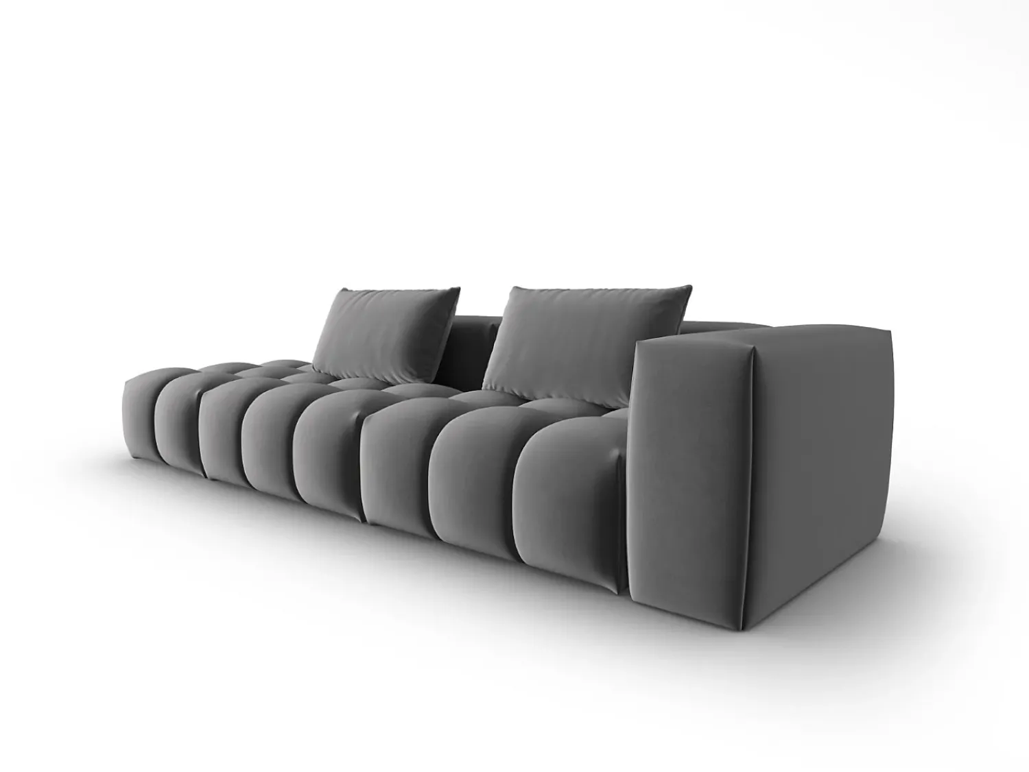 Sofá|CXL by Christian Lacroix - Sofá modular virado para a esquerda "Lorella" 3 lugares em veludo cimento - 265x85x70cm Cinzento