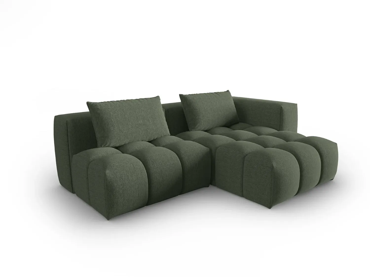 CXL by Christian Lacroix - Sofá modular de canto direito "Lorella" 3 lugares em tecido estrutural verde oliva escuro - 205x145x70cm^ Sofá