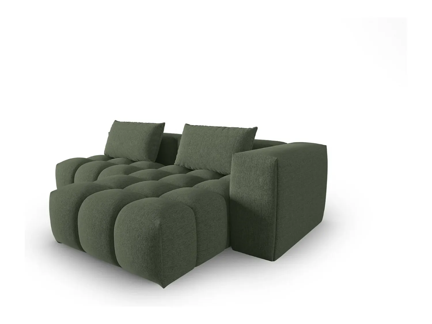 CXL by Christian Lacroix - Sofá modular de canto direito "Lorella" 3 lugares em tecido estrutural verde oliva escuro - 205x145x70cm^ Sofá