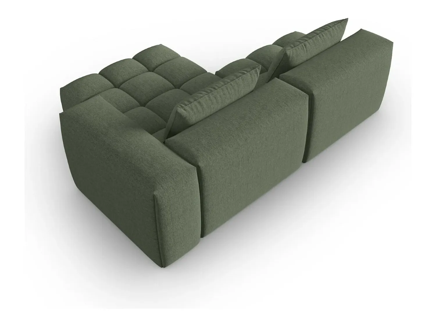 CXL by Christian Lacroix - Sofá modular de canto direito "Lorella" 3 lugares em tecido estrutural verde oliva escuro - 205x145x70cm^ Sofá