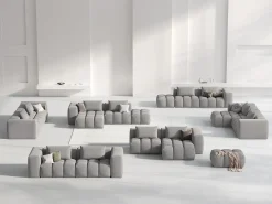 CXL by Christian Lacroix - Sofá modular de canto direito "Lorella" 3 lugares em tecido estrutural escuro - 205x145x70cm Bege