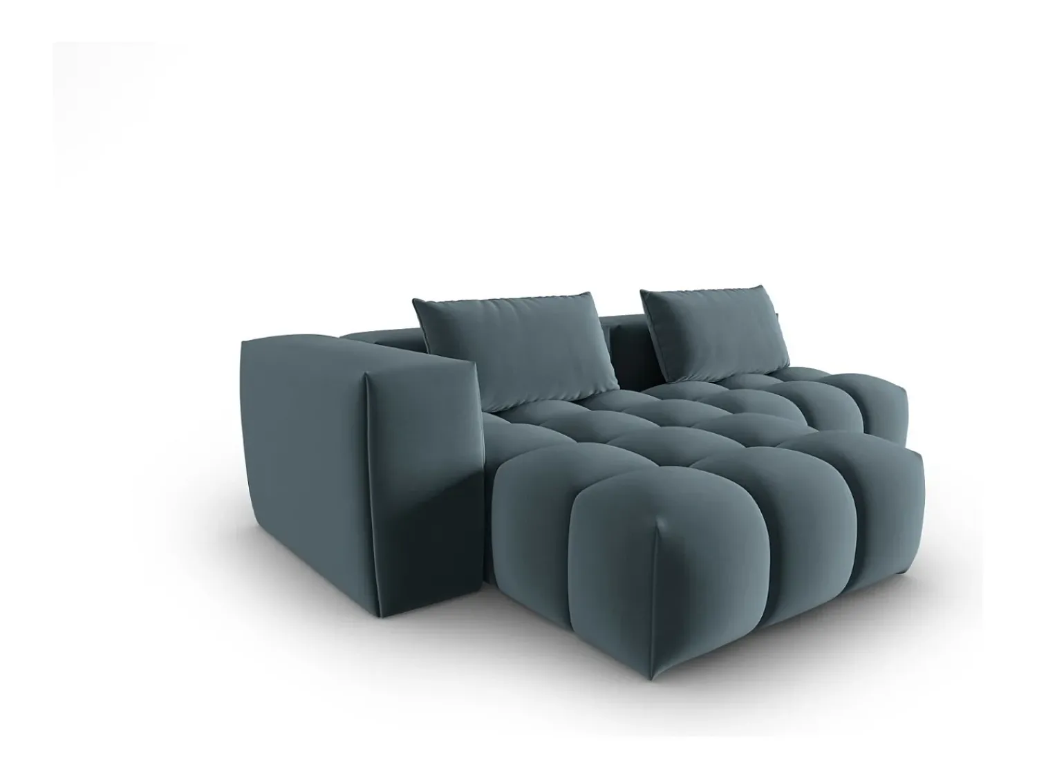 Sale CXL by Christian Lacroix - Sofá modular de canto esquerdo "Lorella" 3 lugares em veludo pastel - 205x145x70cm Azul