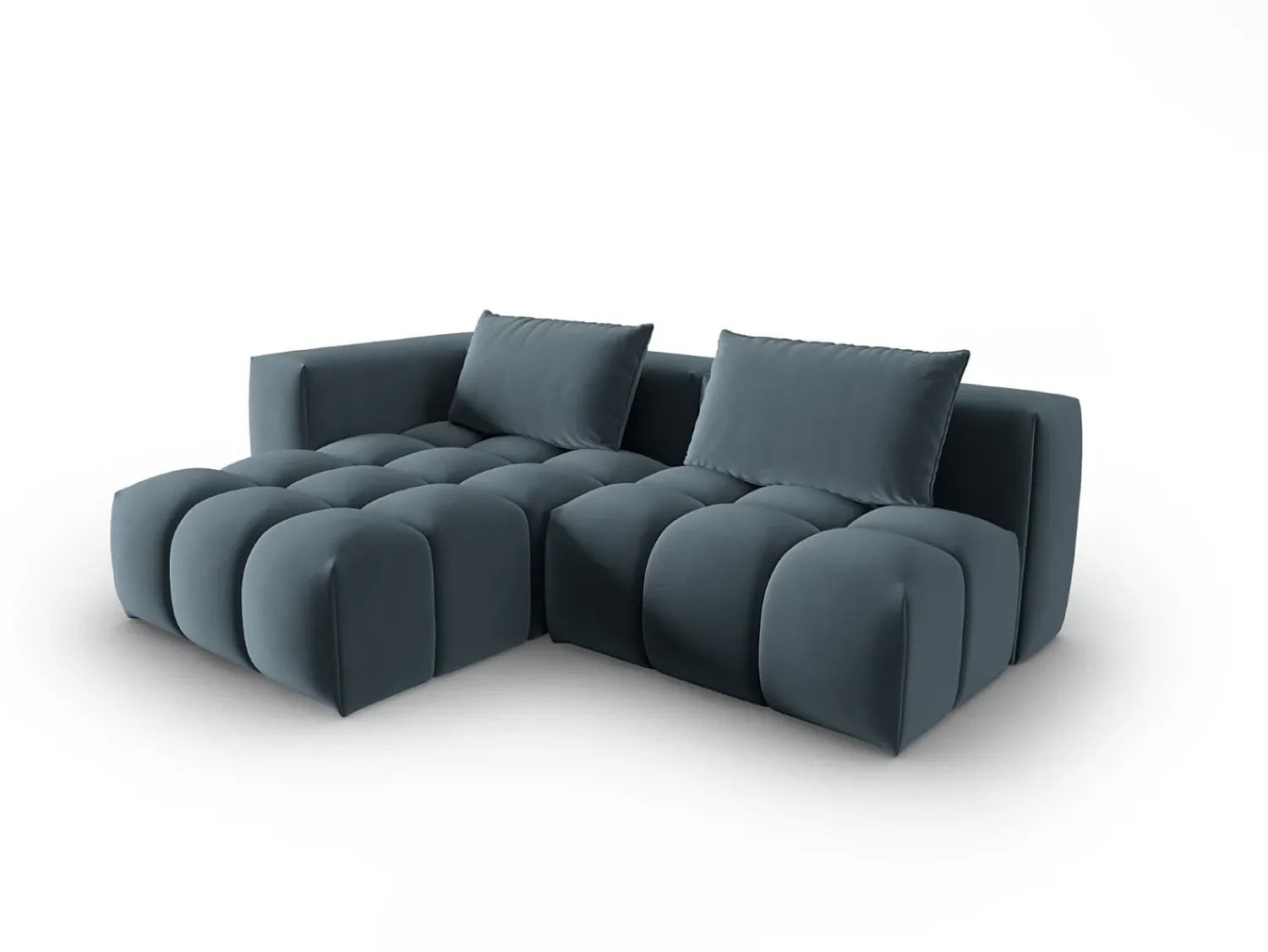 Sale CXL by Christian Lacroix - Sofá modular de canto esquerdo "Lorella" 3 lugares em veludo pastel - 205x145x70cm Azul