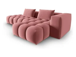 Sale CXL by Christian Lacroix - Sofá modular de canto direito "Lorella" 4 lugares em veludo salmão - 265x145x70cm Rosa claro