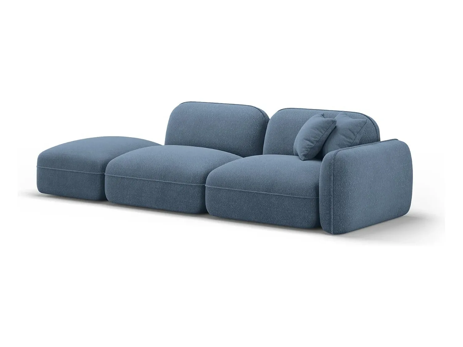 Sofá*CXL by Christian Lacroix - Sofá modular virado para a esquerda "Lucien" 3 lugares em veludo jeans - 295x90x70cm Azul