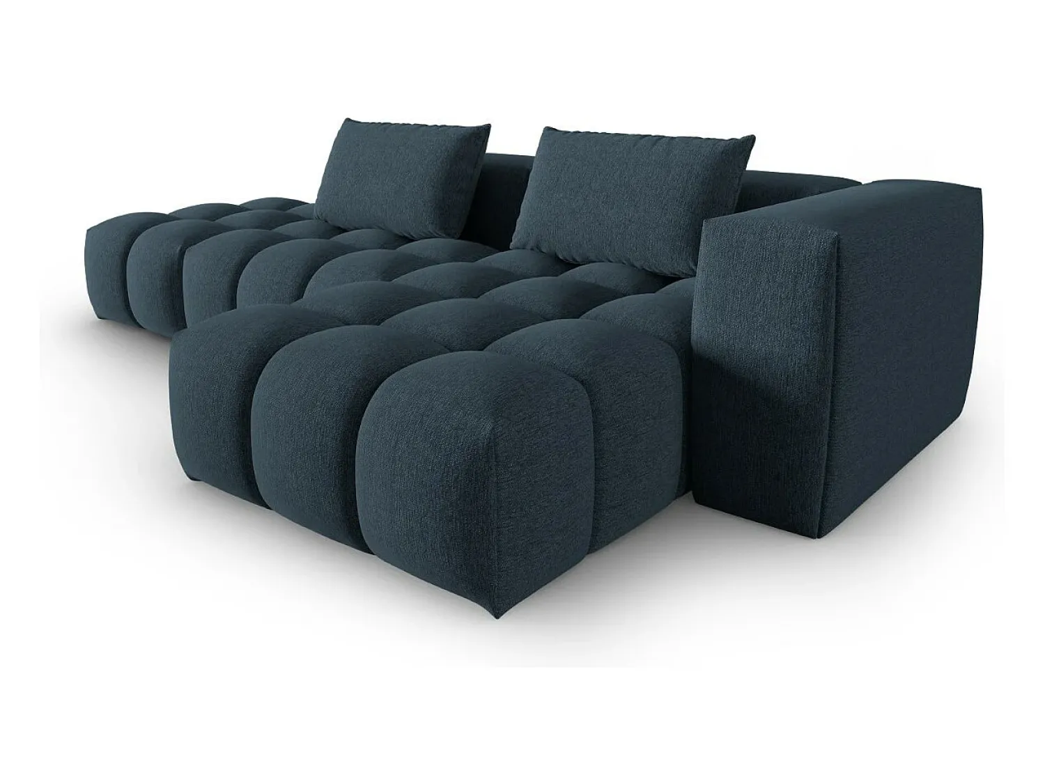 Sofá*CXL by Christian Lacroix - Sofá modular de canto direito "Lorella" 4 lugares em tecido estrutural - 265x145x70cm Azul escuro