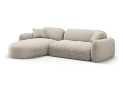 Sofá|CXL by Christian Lacroix - Sofá modular de canto esquerdo "Lucien" 4 lugares em veludo escuro - 275x165x70cm Bege