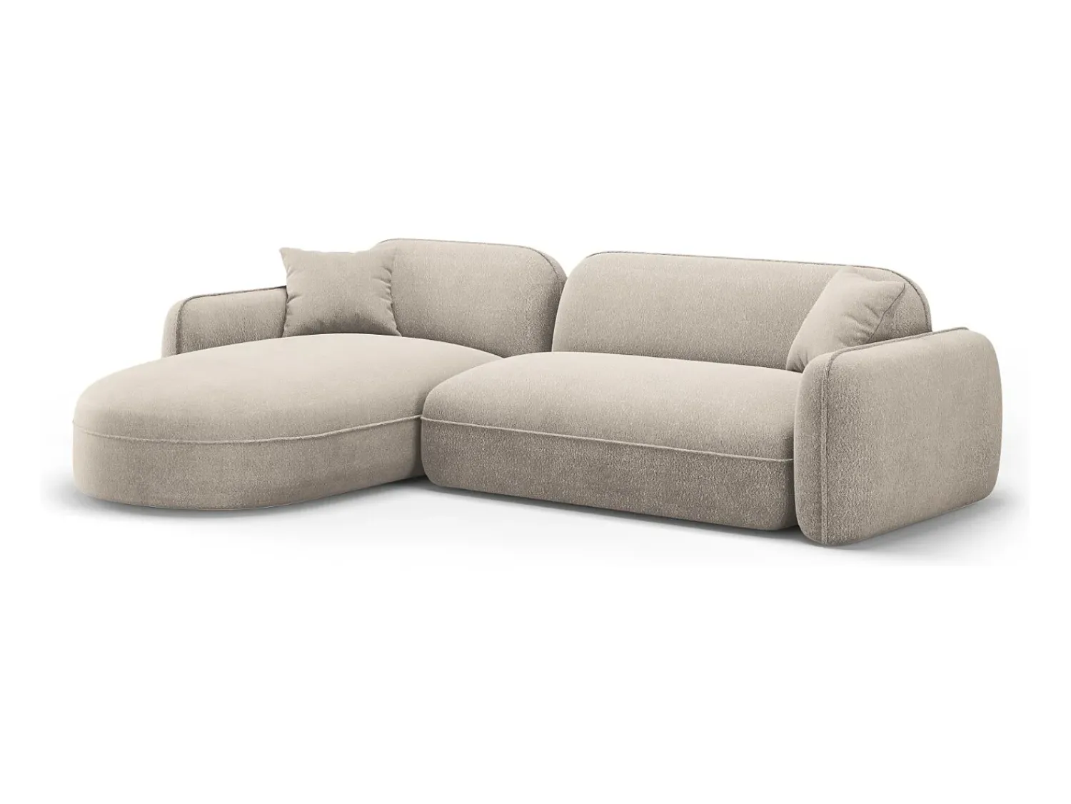 Sofá|CXL by Christian Lacroix - Sofá modular de canto esquerdo "Lucien" 4 lugares em veludo escuro - 275x165x70cm Bege