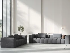 Sofá|CXL by Christian Lacroix - Sofá modular "Lorella" 3 lugares em tecido estrutural cinza - 230x85x70cm Cinzento