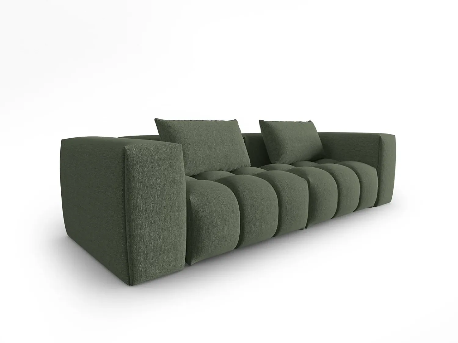 Sofá|CXL by Christian Lacroix - Sofá modular "Lorella" 3 lugares em tecido estrutural verde oliva escuro - 230x85x70cm Verde pinho