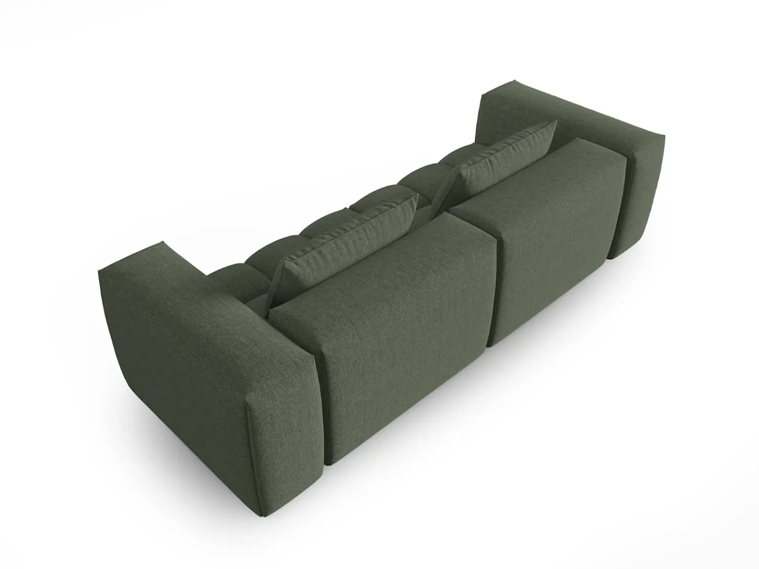 Sofá|CXL by Christian Lacroix - Sofá modular "Lorella" 3 lugares em tecido estrutural verde oliva escuro - 230x85x70cm Verde pinho