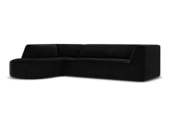 Sale CXL by Christian Lacroix - Sofá de canto esquerdo "Charles" 4 lugares em veludo - 273x180x69cm Preto