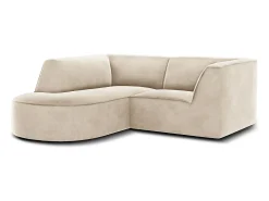 Clearance CXL by Christian Lacroix - Sofá de canto esquerdo "Charles" 3 lugares em veludo claro - 186x180x69cm Bege