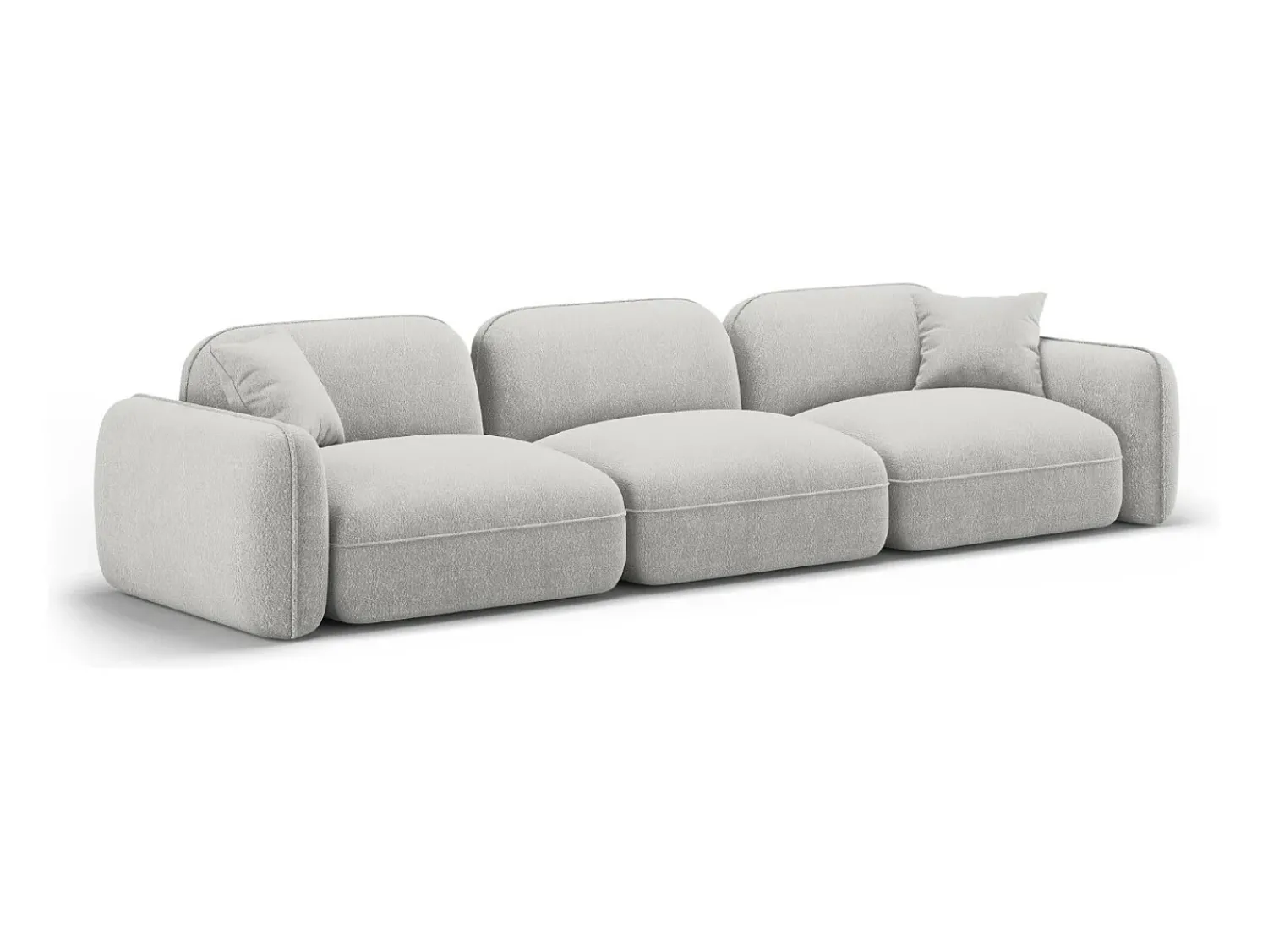 Sofá|CXL by Christian Lacroix - Sofá modular "Lucien" 4 lugares em veludo cinza claro - 320x90x70cm Cinzento claro