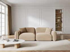 CXL by Christian Lacroix - Sofá modular "Lucien" 3 lugares em veludo areia - 230x90x70cm^ Sofá