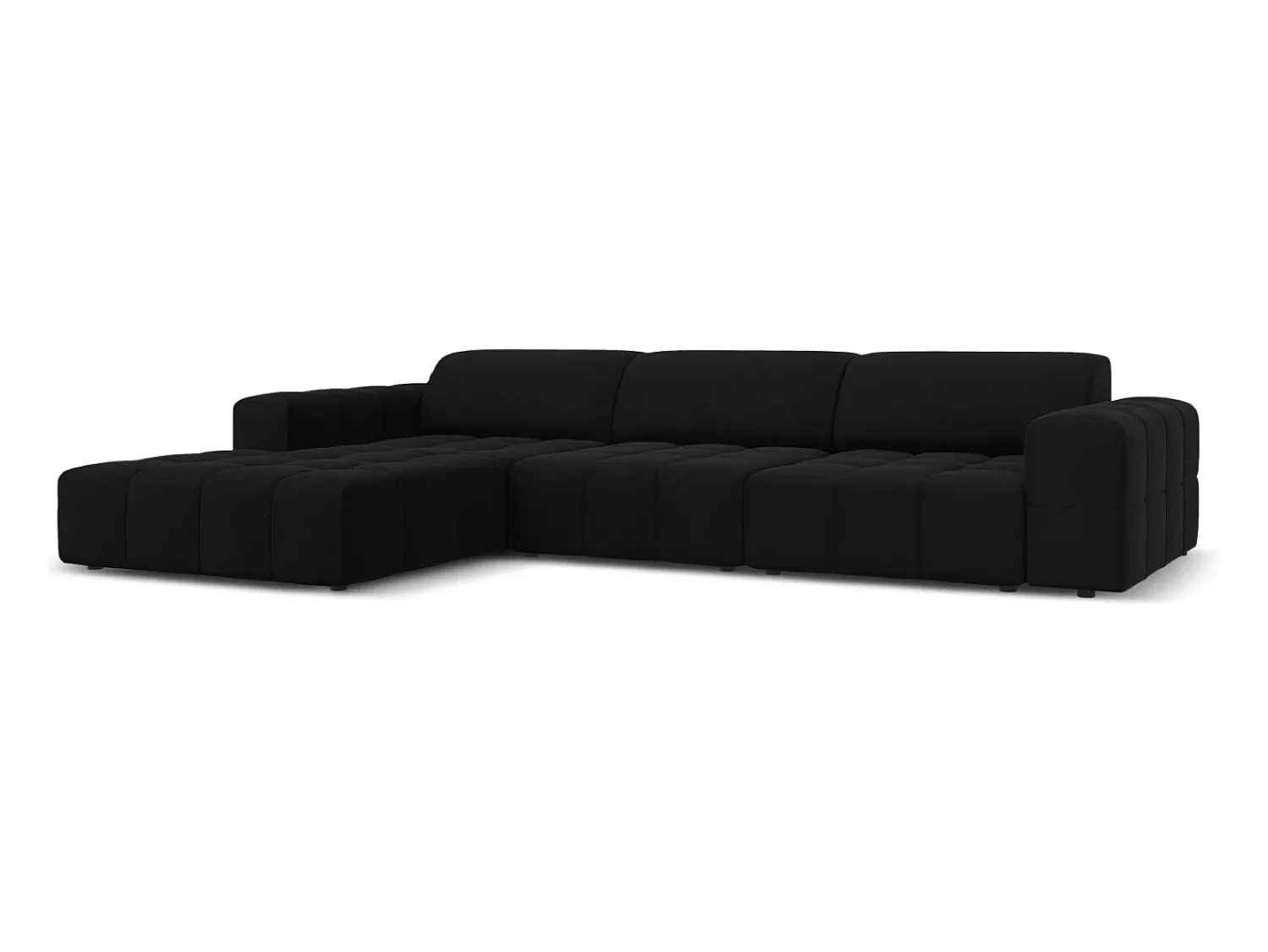 Sofá|CXL by Christian Lacroix - Sofá de canto esquerdo "Luc" 4 lugares em veludo - 284x166x70cm Preto