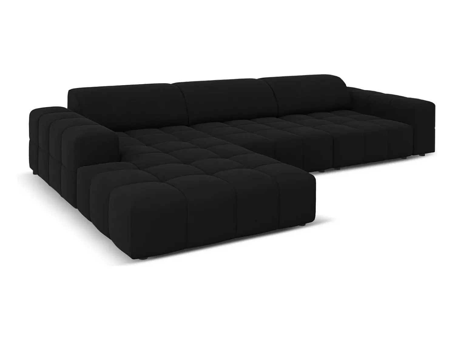 Sofá|CXL by Christian Lacroix - Sofá de canto esquerdo "Luc" 4 lugares em veludo - 284x166x70cm Preto