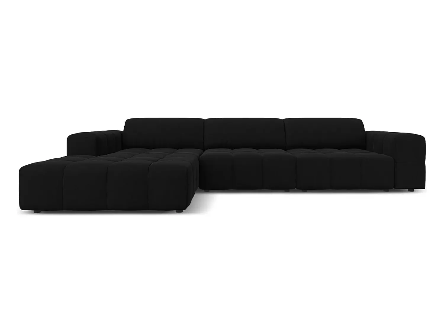Sofá|CXL by Christian Lacroix - Sofá de canto esquerdo "Luc" 4 lugares em veludo - 284x166x70cm Preto