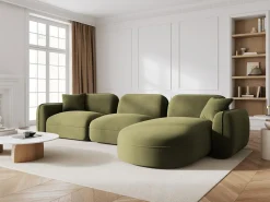 Online CXL by Christian Lacroix - Sofá modular de canto direito "Lucien" 4 lugares em veludo - 320x165x70cm Verde claro