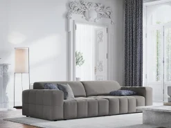 Sale CXL by Christian Lacroix - Sofá "Luc" 4 lugares em veludo cinza claro - 244x102x70cm Cinzento claro