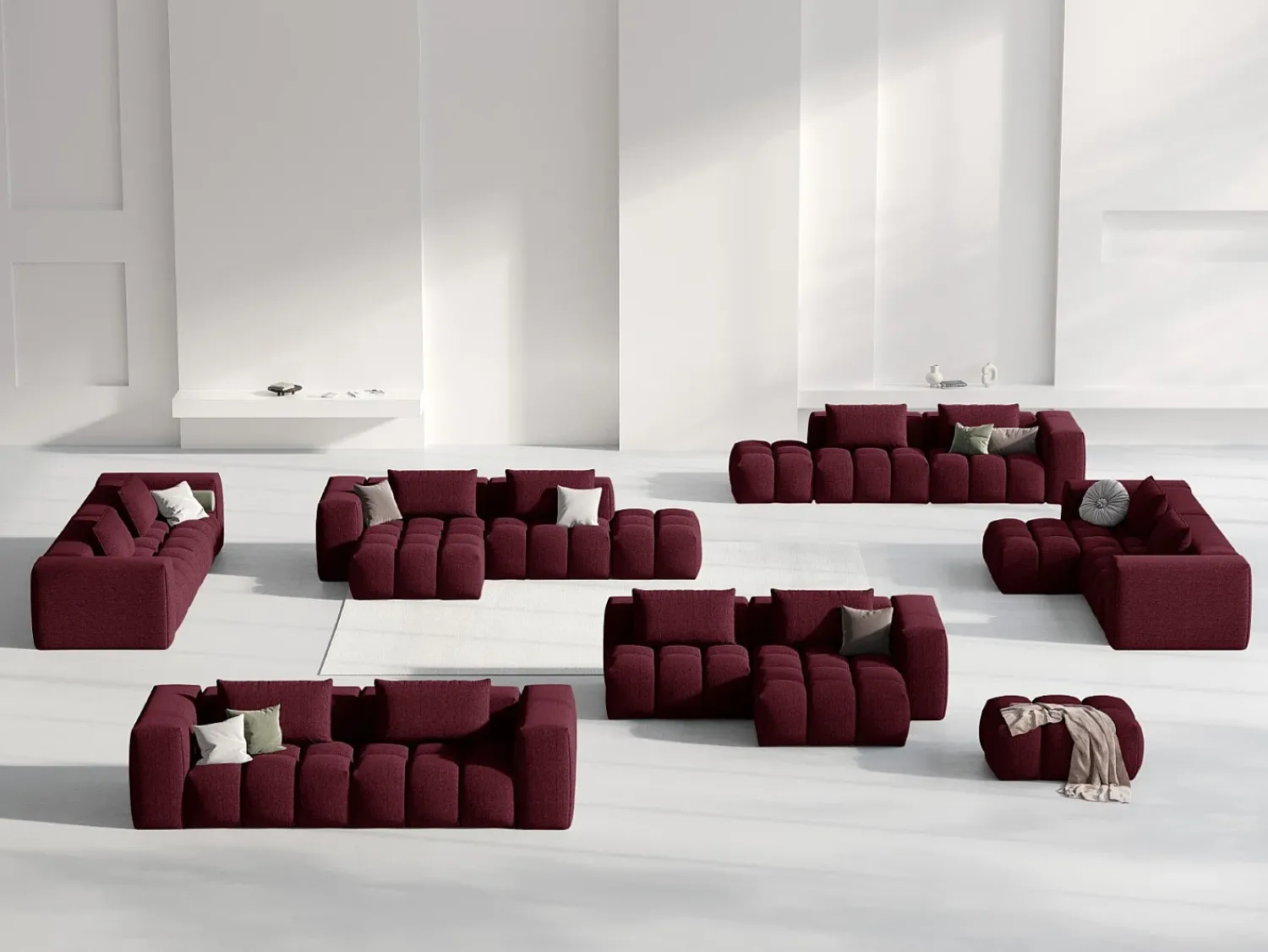 CXL by Christian Lacroix - Sofá modular de canto direito "Lorella" 3 lugares em tecido estrutural - 205x145x70cm^ Sofá