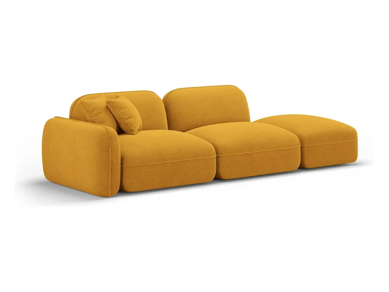 Sofá*CXL by Christian Lacroix - Sofá modular direito "Lucien" 3 lugares em veludo mostarda - 295x90x70cm Amarelo mostarda