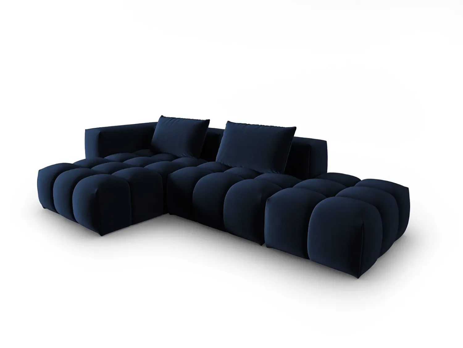 Sofá*CXL by Christian Lacroix - Sofá modular de canto esquerdo "Lorella" 4 lugares em veludo azul real - 265x145x70cm Azul escuro