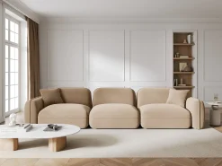 Online CXL by Christian Lacroix - Sofá modular "Lucien" 4 lugares em veludo areia - 320x90x70cm Camel