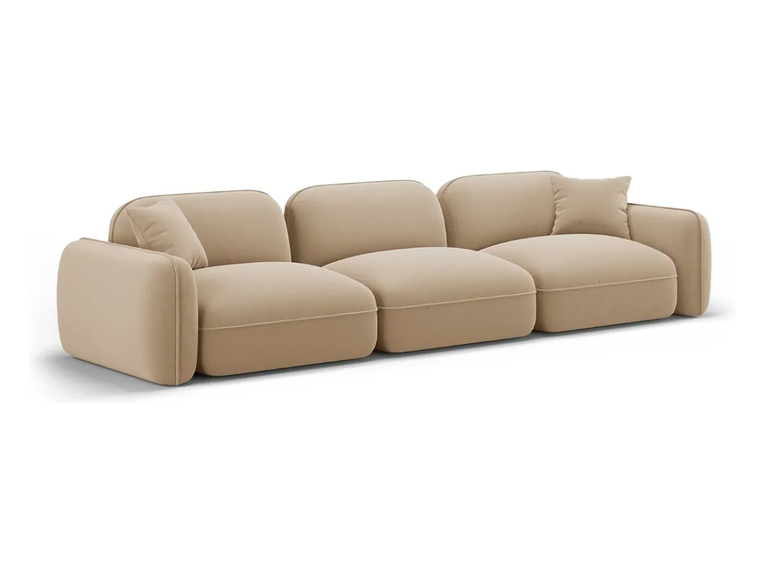 Online CXL by Christian Lacroix - Sofá modular "Lucien" 4 lugares em veludo areia - 320x90x70cm Camel