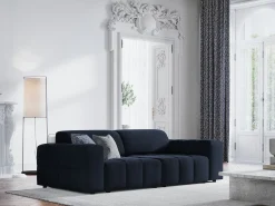 Sofá|CXL by Christian Lacroix - Sofá "Luc" 3 lugares em veludo - 204x102x70cm Azul escuro