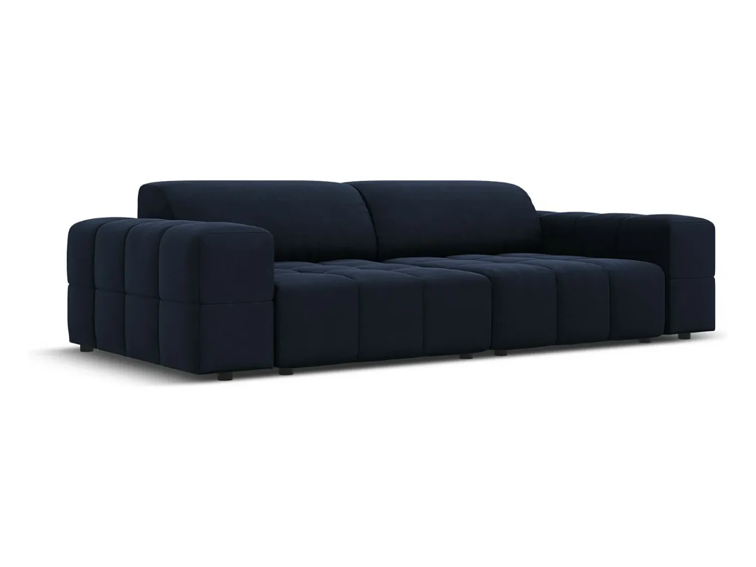 Sofá|CXL by Christian Lacroix - Sofá "Luc" 3 lugares em veludo - 204x102x70cm Azul escuro