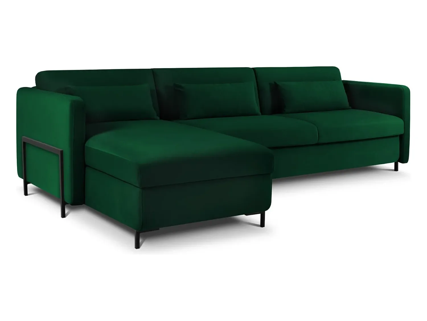 Sofá|CXL by Christian Lacroix - Sofá de canto convertível à esquerda "Yanis" 5 lugares em veludo verde garrafa - 280x170x80cm Verde pinho