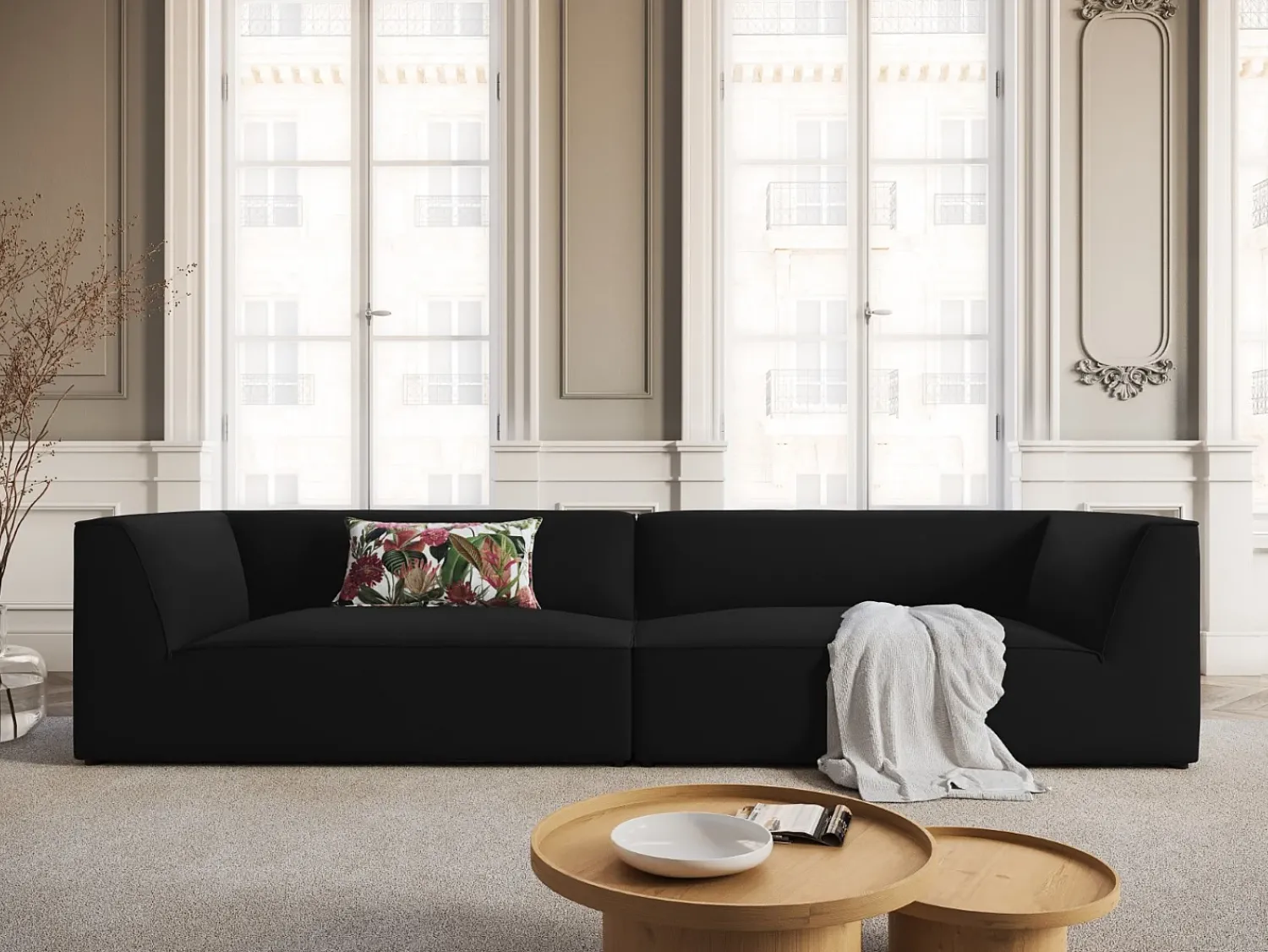 CXL by Christian Lacroix - Sofá "Charles" 4 lugares em veludo - 302x93x69cm^ Sofá