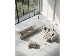 Sofá*CXL by Christian Lacroix - Sofá modular direito "Lorella" 3 lugares em tecido estrutural areia - 265x85x70cm Camel
