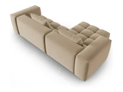 Sofá*CXL by Christian Lacroix - Sofá modular de canto esquerdo "Lorella" 3 lugares em veludo areia - 260x145x70cm Camel