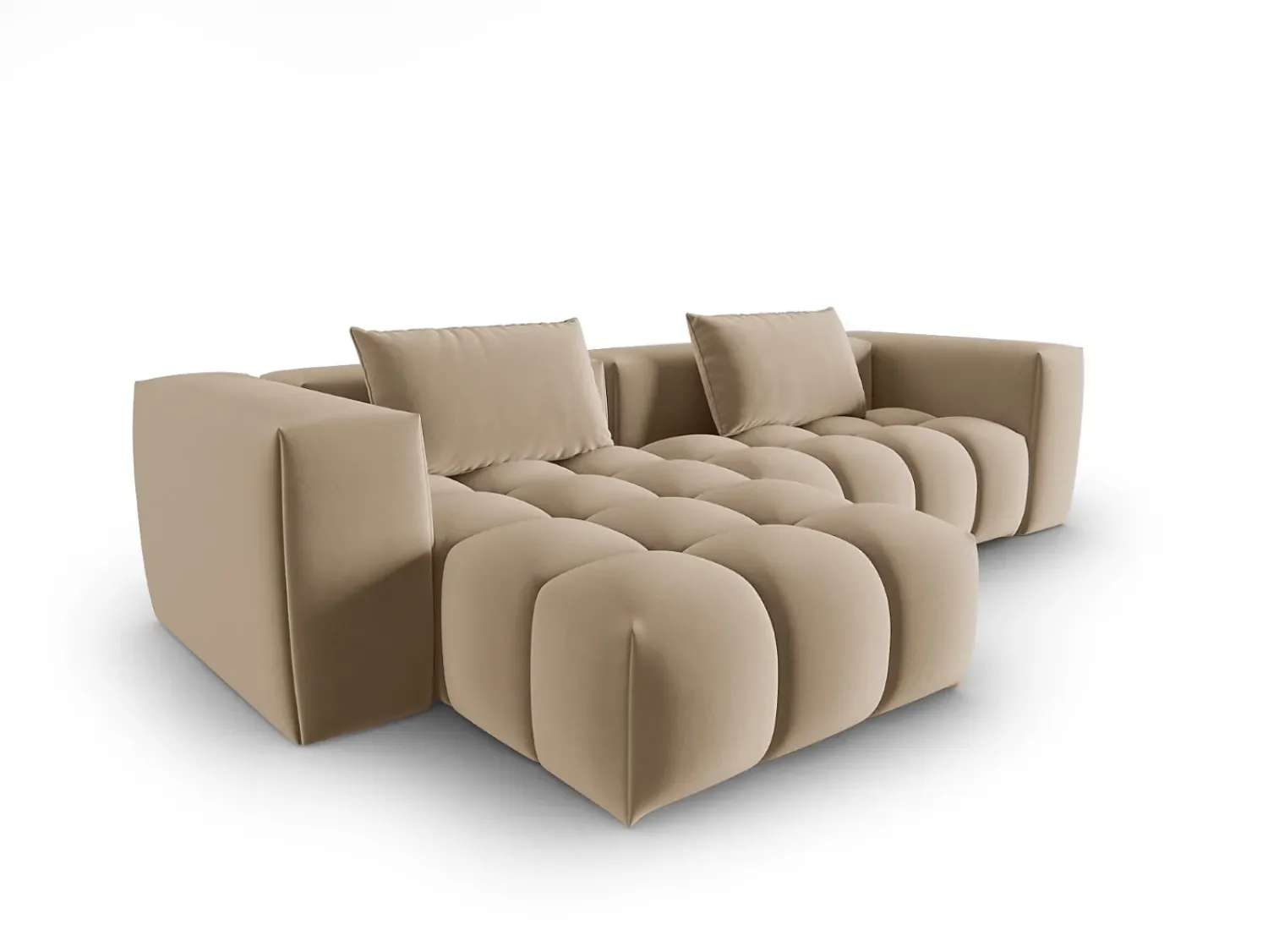 Sofá*CXL by Christian Lacroix - Sofá modular de canto esquerdo "Lorella" 3 lugares em veludo areia - 260x145x70cm Camel