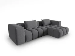Sofá*CXL by Christian Lacroix - Sofá modular de canto direito "Lorella" 3 lugares em tecido estrutural cinza - 260x145x70cm Cinzento