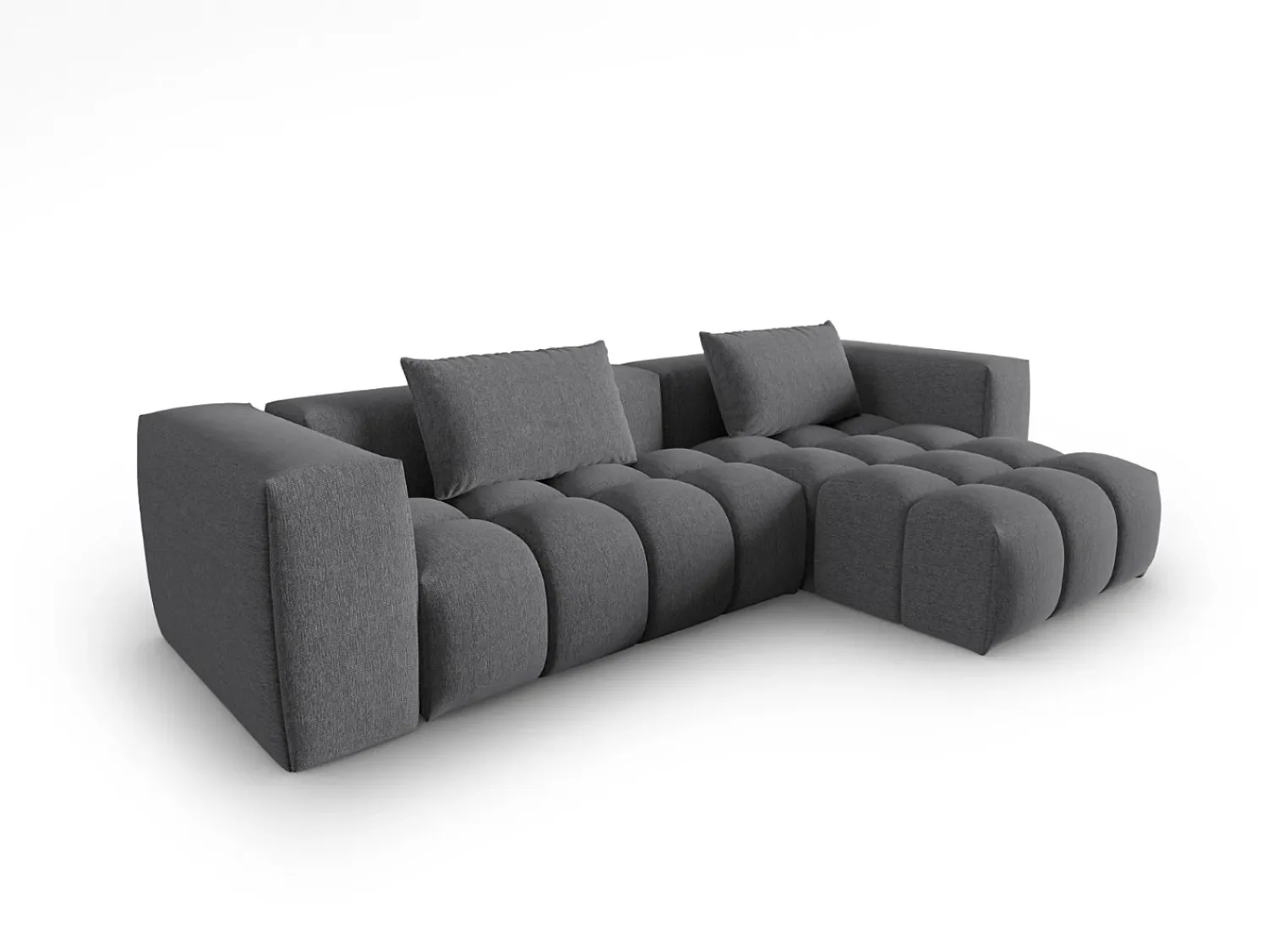 Sofá*CXL by Christian Lacroix - Sofá modular de canto direito "Lorella" 3 lugares em tecido estrutural cinza - 260x145x70cm Cinzento