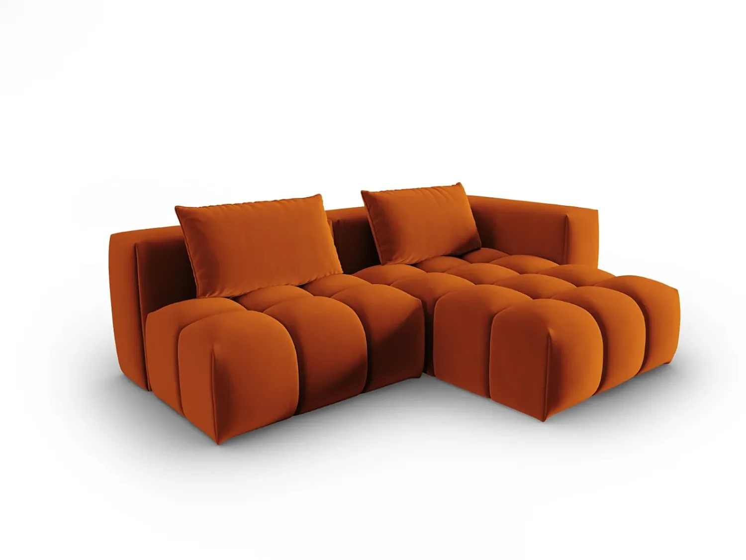 Sofá*CXL by Christian Lacroix - Sofá modular de canto direito "Lorella" 3 lugares em veludo - 205x145x70cm Terracota