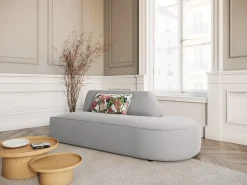 Outlet CXL by Christian Lacroix - Sofá modular direito "Charles" 2 lugares em veludo cinza claro - 181x93x69cm Cinzento claro