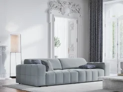 Sofá|CXL by Christian Lacroix - Sofá "Luc" 4 lugares em veludo - 244x102x70cm Azul claro