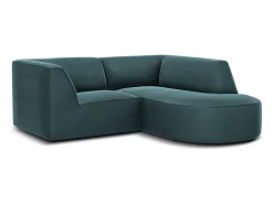 Outlet CXL by Christian Lacroix - Sofá de canto direito "Charles" 3 lugares em veludo - 186x180x69cm Azul