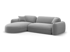 Sofá|CXL by Christian Lacroix - Sofá modular de canto esquerdo "Lucien" 4 lugares em veludo cinza claro - 275x165x70cm Cinzento claro