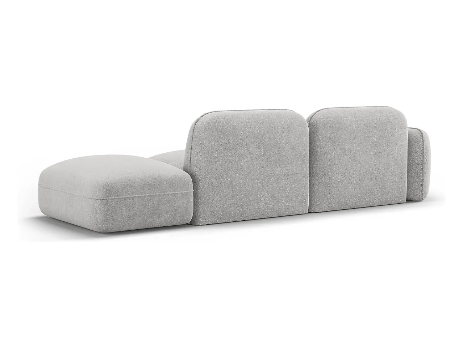 Sofá|CXL by Christian Lacroix - Sofá modular direito "Lucien" 3 lugares em veludo cinza claro - 295x90x70cm Cinzento claro