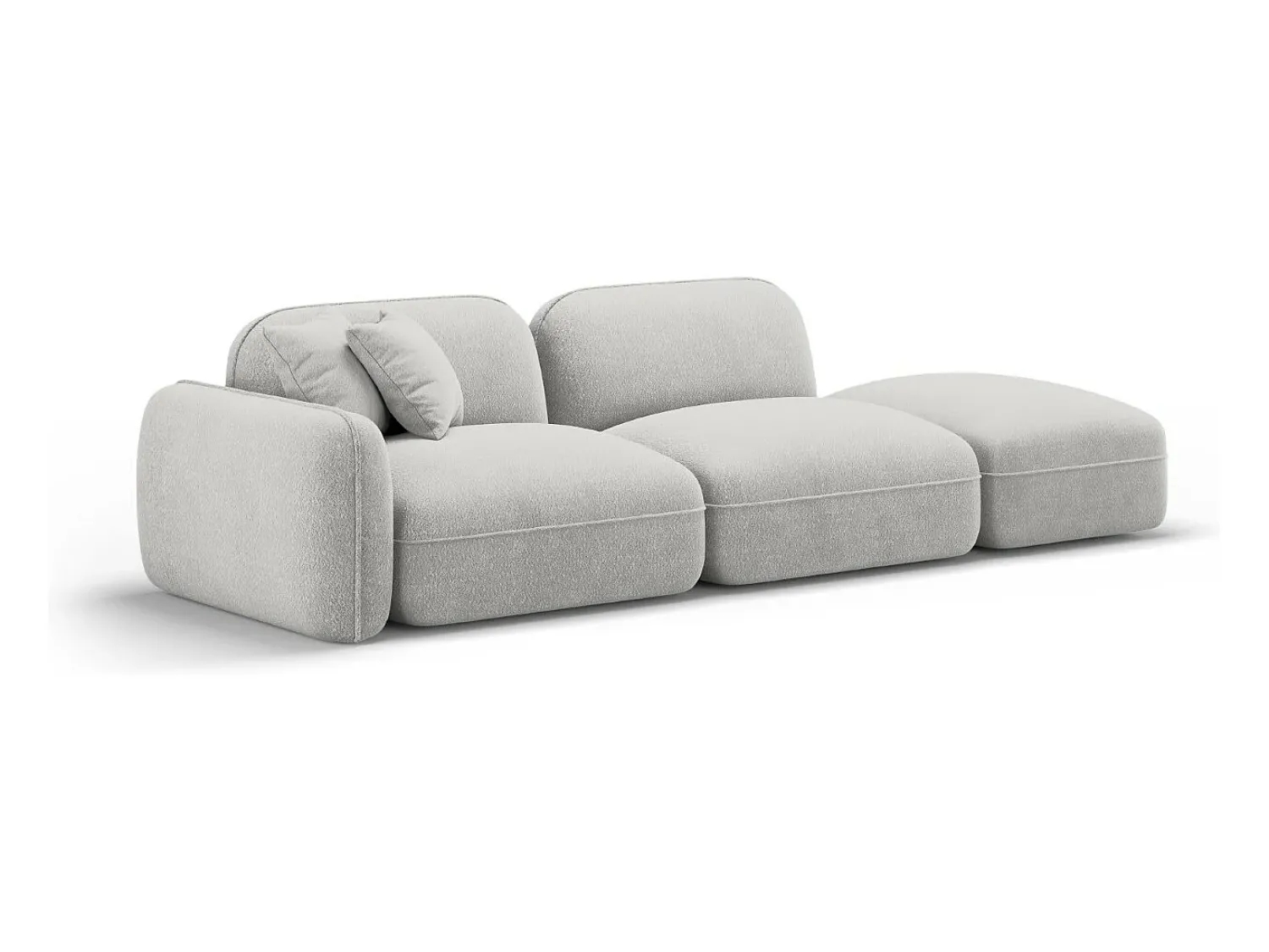 Sofá|CXL by Christian Lacroix - Sofá modular direito "Lucien" 3 lugares em veludo cinza claro - 295x90x70cm Cinzento claro
