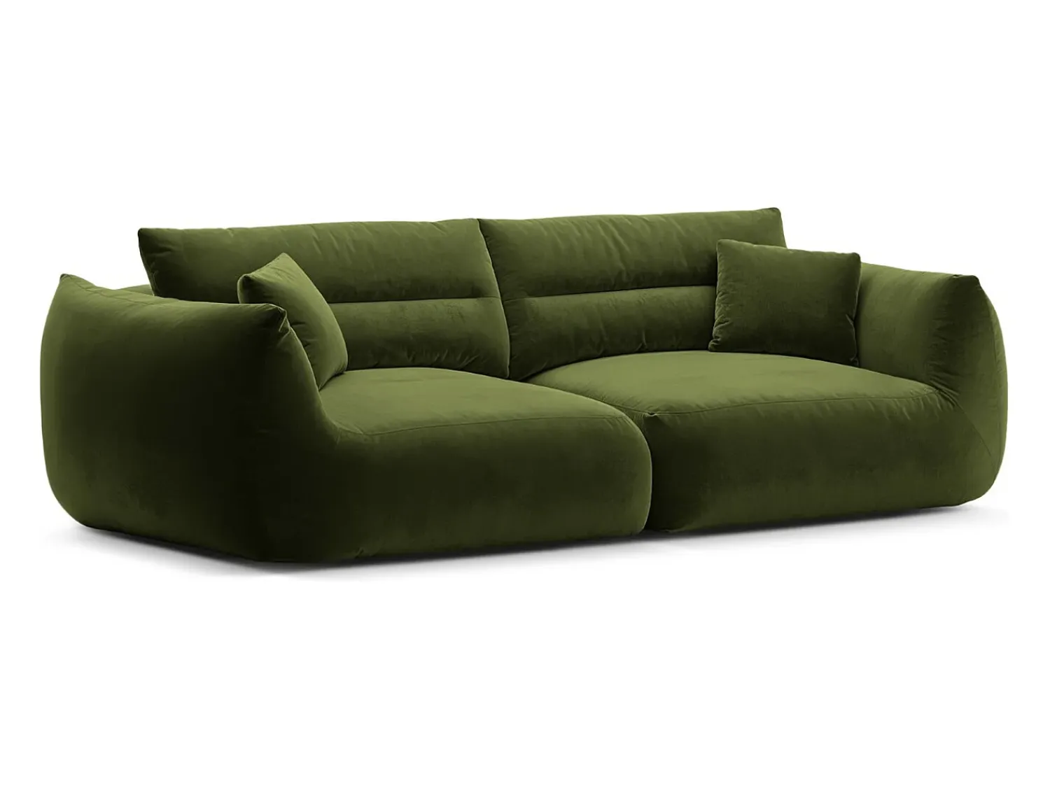 Sofá|CXL by Christian Lacroix - Sofá modular "Maurie" 4 lugares em veludo exército - 264x107x90cm Verde
