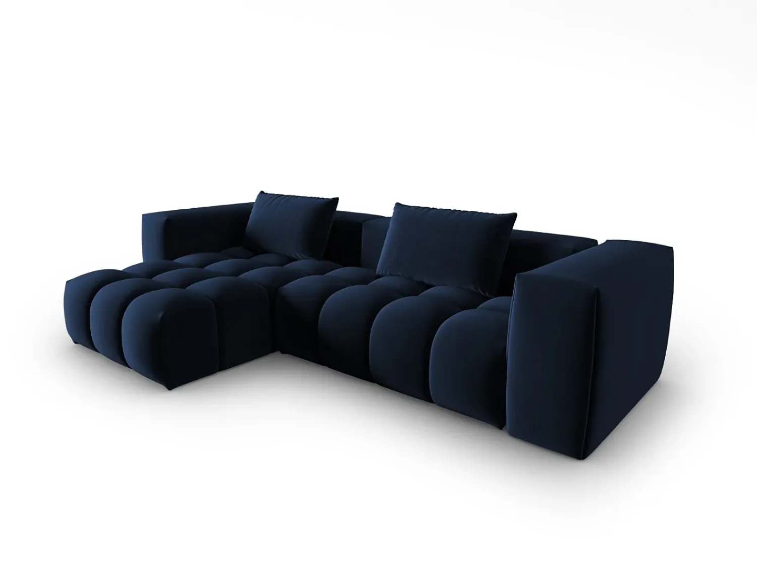 CXL by Christian Lacroix - Sofá modular de canto esquerdo "Lorella" 3 lugares em veludo azul real - 260x145x70cm^ Sofá