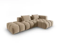 Sofá|CXL by Christian Lacroix - Sofá modular de canto direito "Lorella" 4 lugares em veludo areia - 265x145x70cm Camel