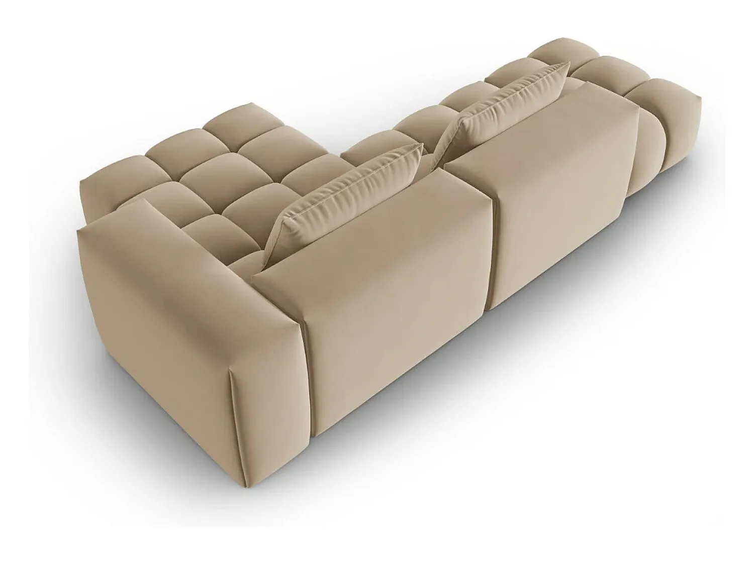 Sofá|CXL by Christian Lacroix - Sofá modular de canto direito "Lorella" 4 lugares em veludo areia - 265x145x70cm Camel